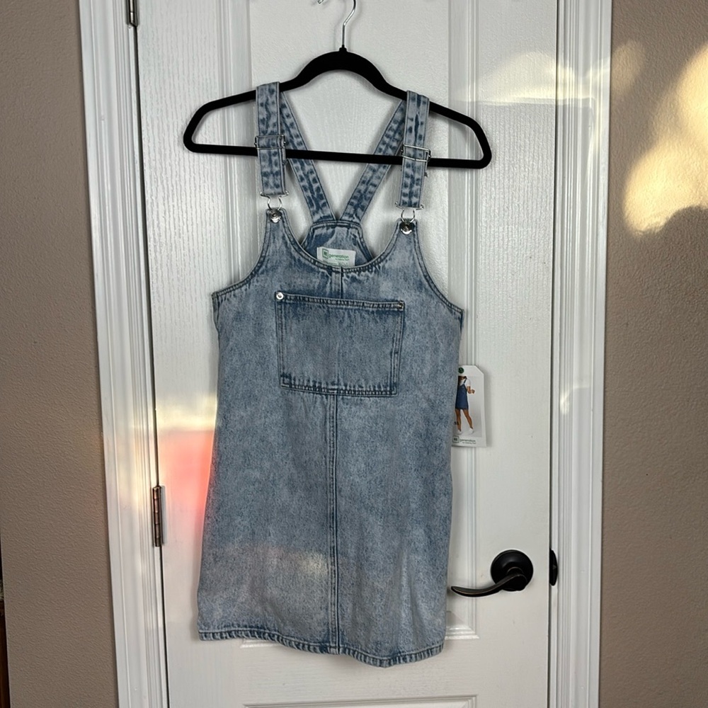 RE Generation By Celebrity Pink Junior Blue Denim Overall Daisy Dress Size XS